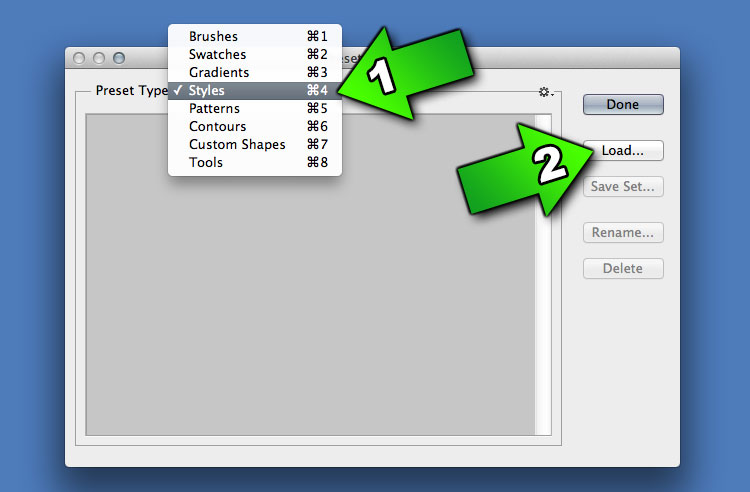 load styles in preset manager 